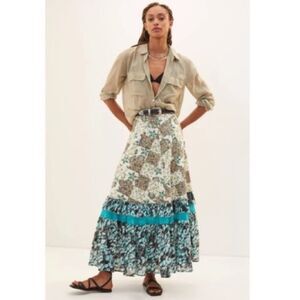 New Anthropologie by RAGA Floral Patchwork Maxi Skirt